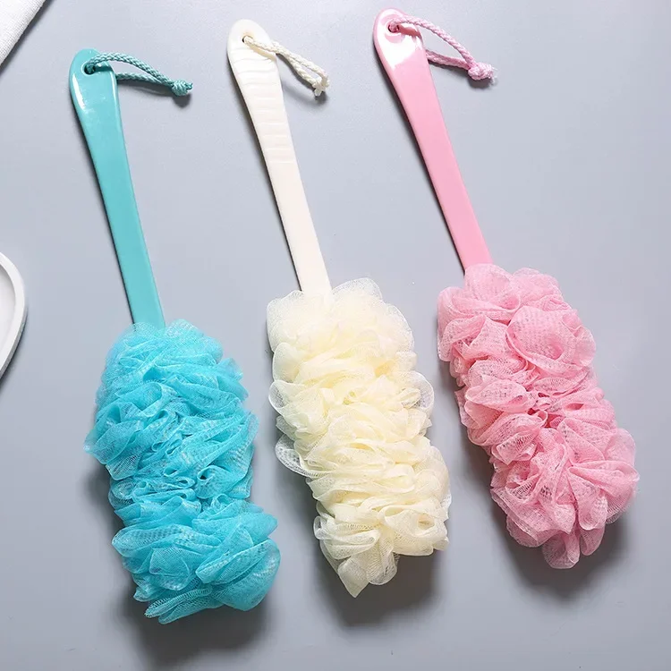 Fashion New Long Handle Hanging Soft Mesh Back Body Bath Shower Scrubber Brush Sponge For Bathroom Hot Sale Shower Brush