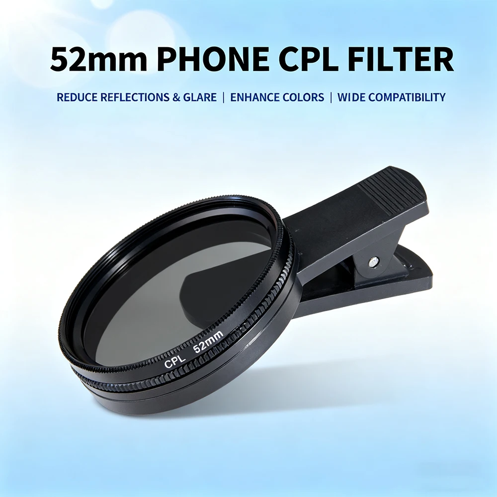 

Universal Clip-On CPL Circular Polarizer Filter 52mm Phone Camera Lens Clip Filter for Phone & 52mm Camera Lens Compatible