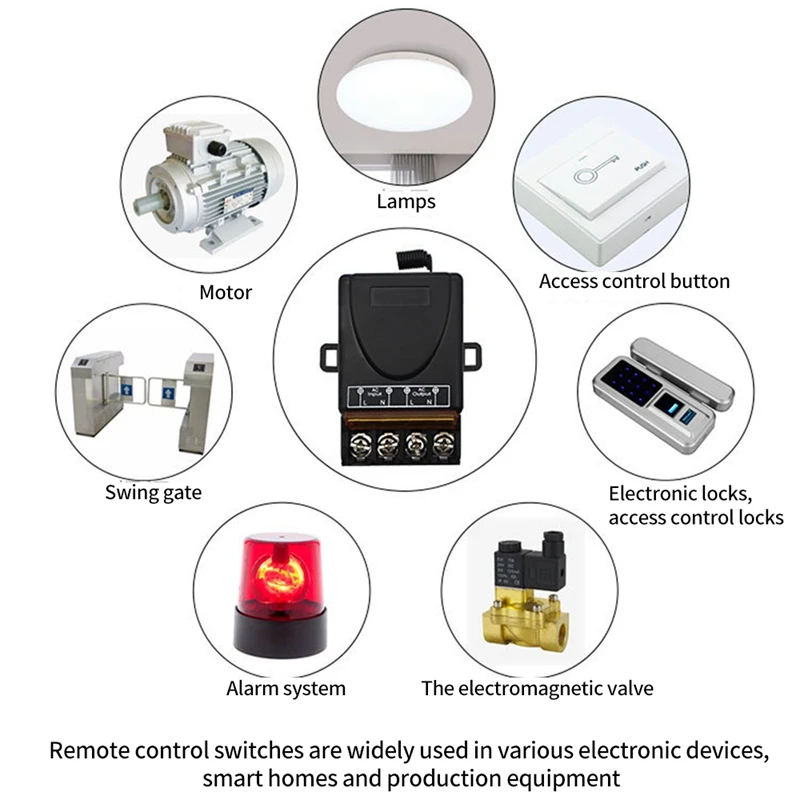 Interruptor de controle remoto sem fio, RF Relé Receptor, On e Off Transmissor, Lâmpada Aparelho Elétrico, AC 220V, 30A, 1CH, 433Mhz