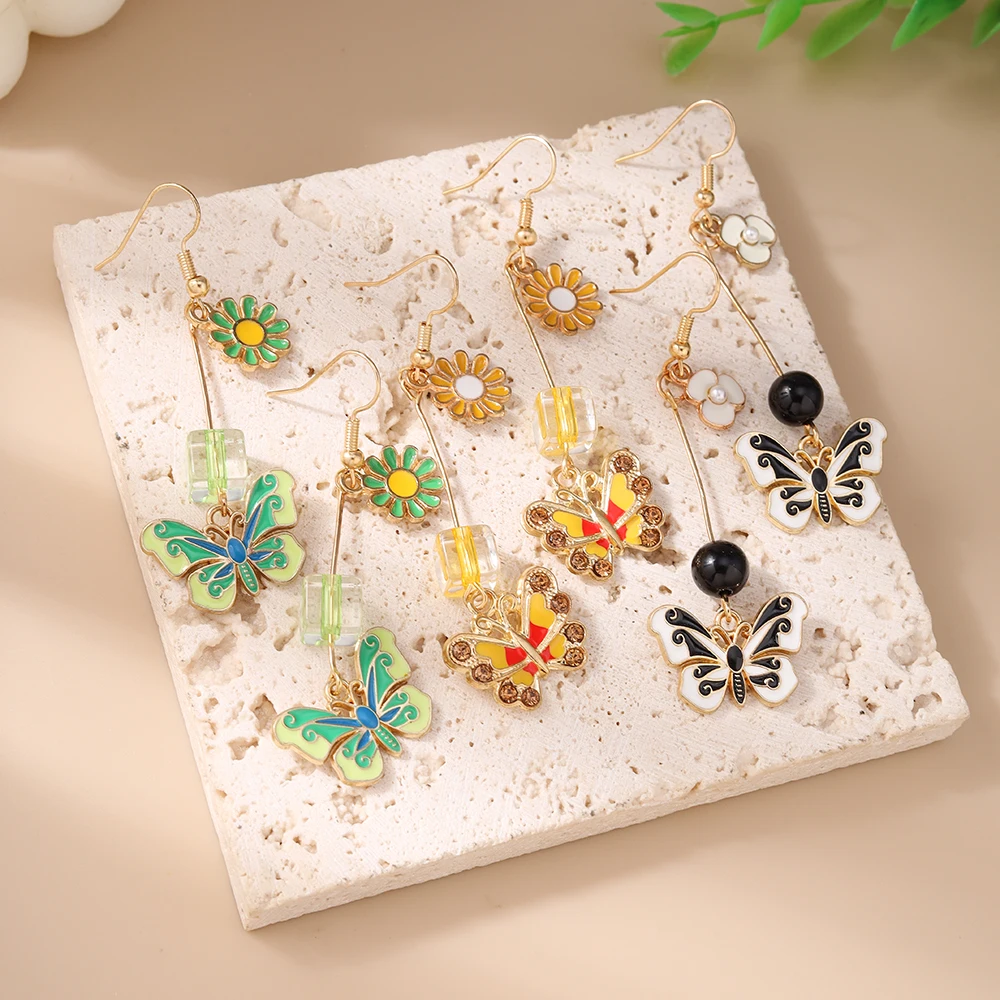 Aihua Neue Mode Nette Blume Schmetterling Ohrringe Süße Schmetterling Baumeln Ohrringe Für Frauen Frohes Neues Jahr Schmuck Geschenke – Detail 4