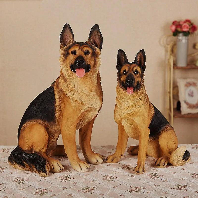Creative Statue Home Decoration Animal Sculpture German Shepherd Wolf Fiberglass Sculpture Simulation Dog Figurine