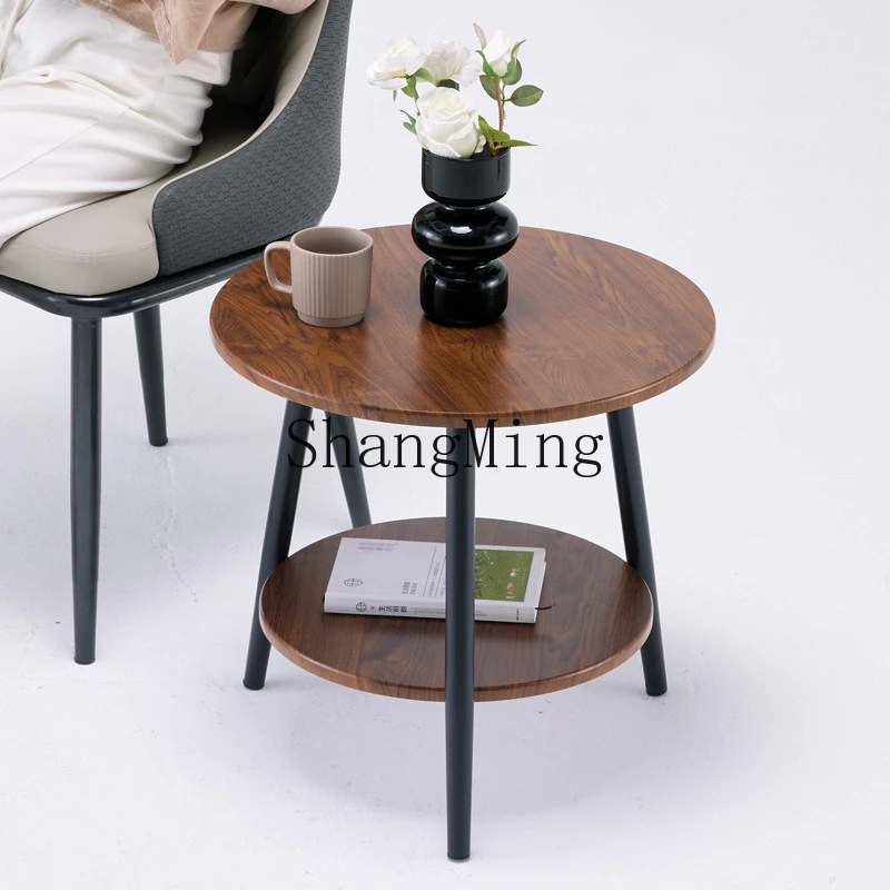 

FG small round table double-layer small coffee table double-layer wrought iron table light luxury simple sofa