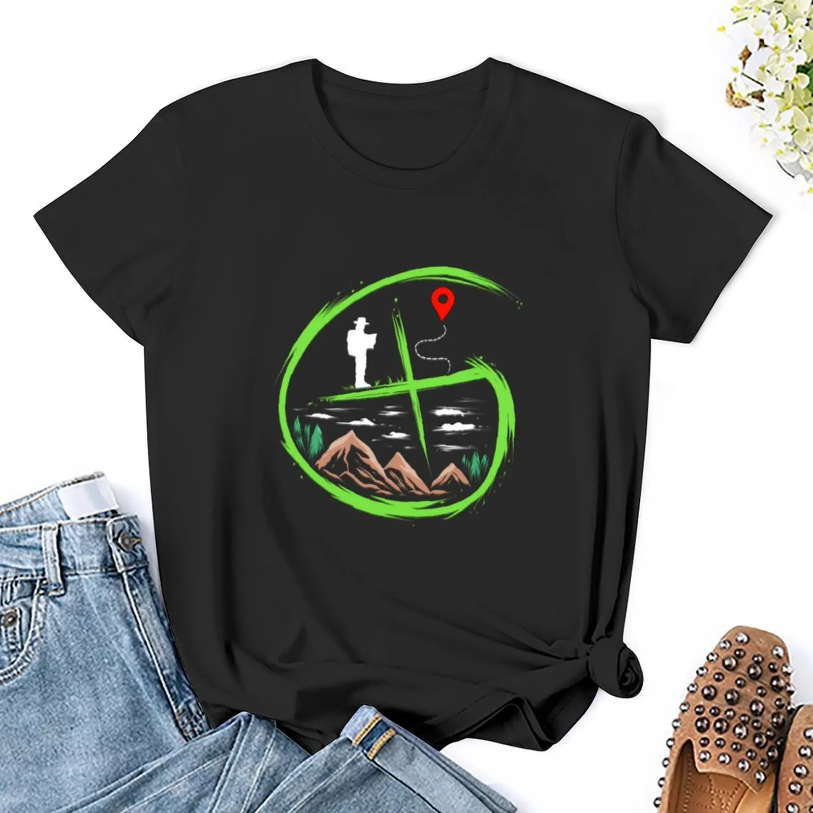 Geocacher-Camiseta con Gps para mujer, blusa holgada de talla grande, Cazador de tesoros, expedición, Hobby