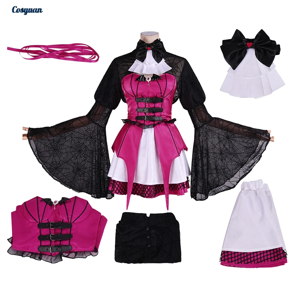 

Cartoon Monster Cosplay Draculaura Top Skirt Cloth Women Halloween Female Party Disguise Roleplay Costume Carnival Outfits Suits