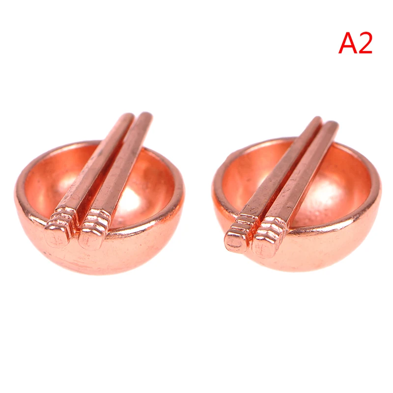 1:12 Scale Dollhouse Miniature Rose Gold Color Frying Pan Cooking Pot Kettle Cookware Kitchen Cooking Kit Dolls Accessories