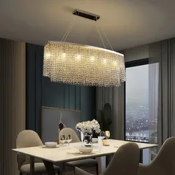 NEW Modern Crystal LED Chandeliers Lighting Luxury Rectangular K9 Hanging F Pendant Lamp Personality Dining Designer Suspension