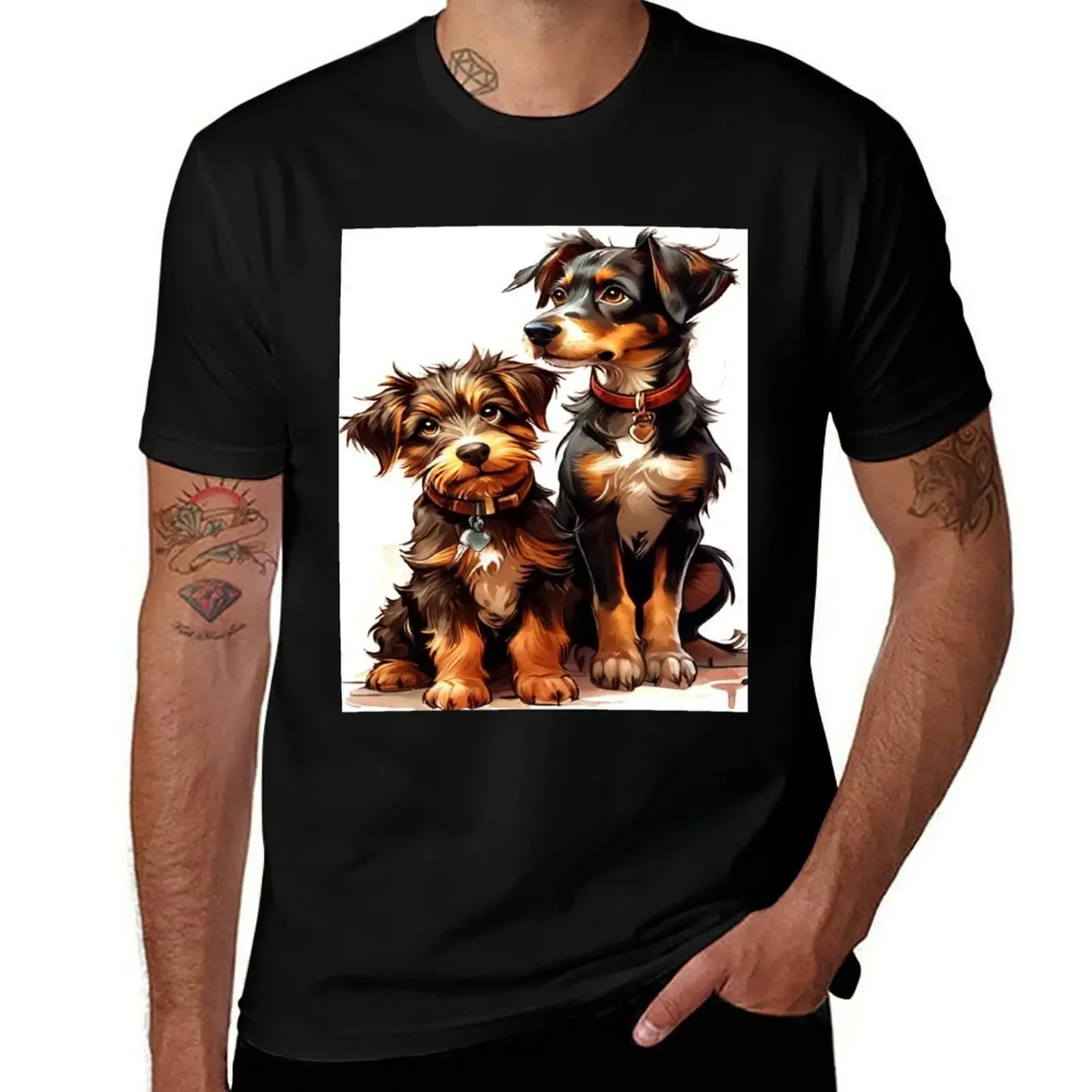 

Doggo Doodles, Animals Dog Graphic Design T-Shirt vintage t shirts oversized funny costumes Anime t-shirt black t shirts for men