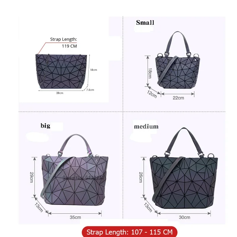 Women Handbags Bag Set Crossbody s For Luminous bao bag Geometric Shoulder Female Purse Handbag Tote Holographic