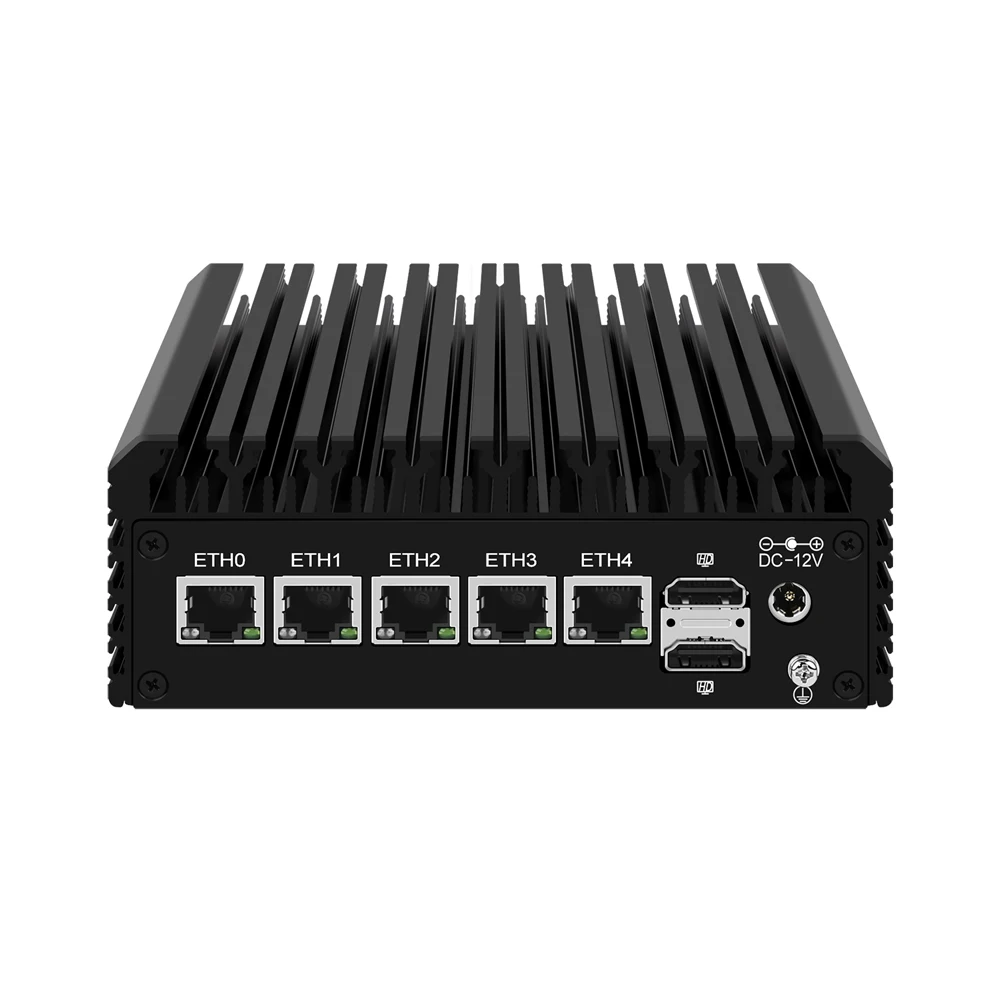 HUNSN Intel N100,RJ37, устройство для микро-брандмауэра, мини-ПК, pFsense Plus,Mikrotik, роутер для ПК, 5xintel GbE I226-V,2HDMI,DP,TF,Type-C