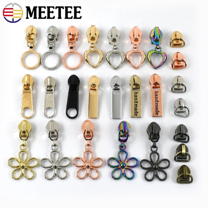 Meetee-ナイロンジッパープーラー、スライダークロージャー、衣類バッグを縫うためのジッパーヘッド、ジッパー修理キット、DIYアクセサリー、5、10、20個