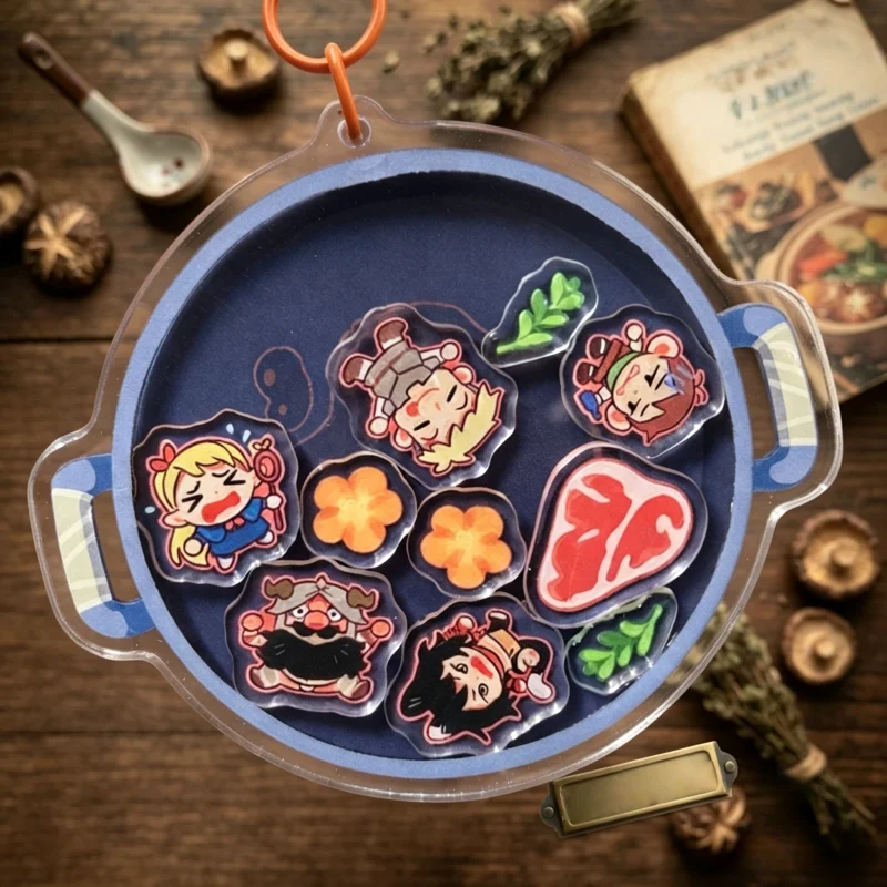 Dungeon Meshi Chilchuck Llaveros de acrílico con forma de Hot Pot, colgante