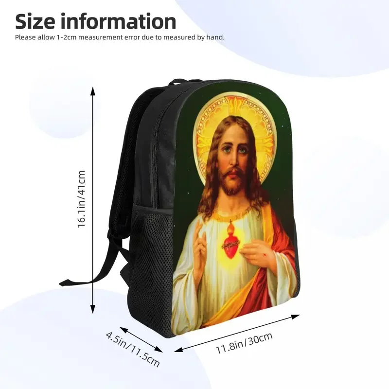 Customized Sacred Heart Of Jesus Catholic Laptop Backpack  Casual Bookbag for College School Students Christian Faith Bag