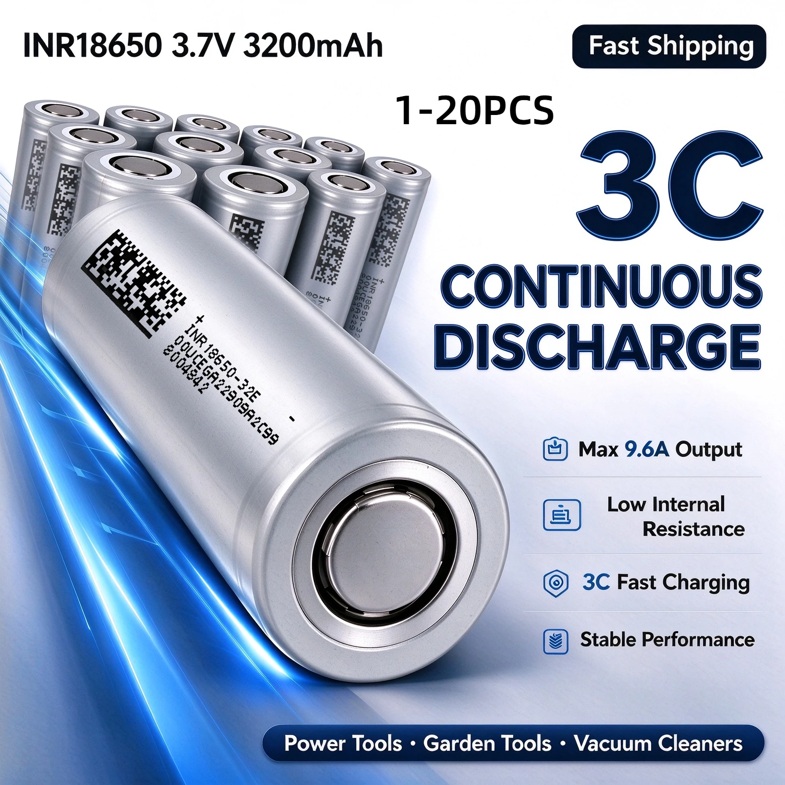 1-20PCS 18650 3200mAh 3.7V 32E Rechargeable Lithium Flashlight Batteries For Headlamp,Portable Light,Camping Lantern,Power Tools