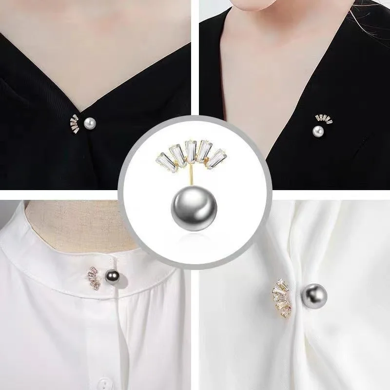 Anti-slip Brooch Low Neckline Shawl Clip Chest Button Corsage Waistline Pin Ornament Buckle Dress Accessory Badge Breastpin Gift