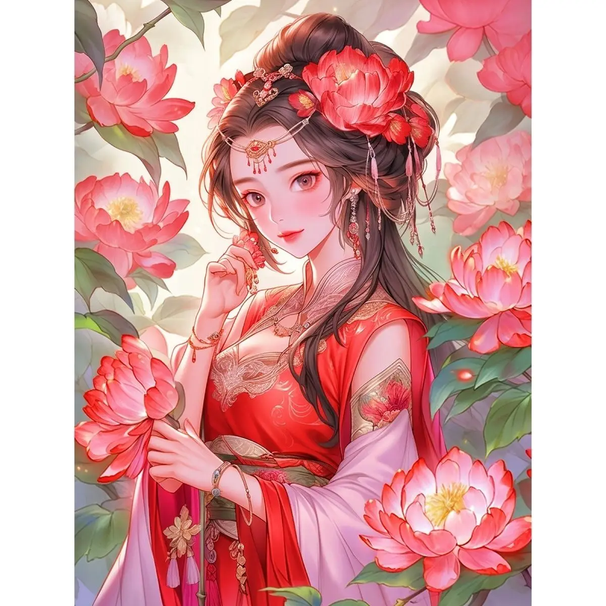 

9ct 60x80cm Lotus Girl DIY Chinese Style Printed Kits Cross Stitch Thread Needlework Set Home Decor Crafts New