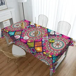 Mandala Flower Waterproof Tablecloth Holiday Party Decoration Anti-stain Rectangular Tablecloths Wedding Decor Table Cover