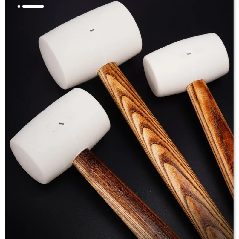 Extended Wooden Handle White Rubber Hammer Natural and Environmentally Friendly Leather Hammer for Home Decoration Installation