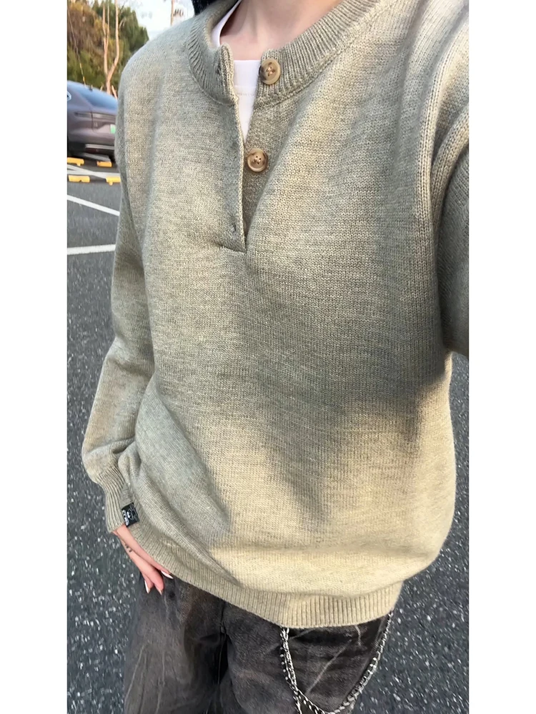 

Ay Мужской трикотаж с цветочным принтом Генри Ne, свободный крой, осенне-зимний базовый слой для пар Jaet Ci Walk, повседневный Sle Long Sve