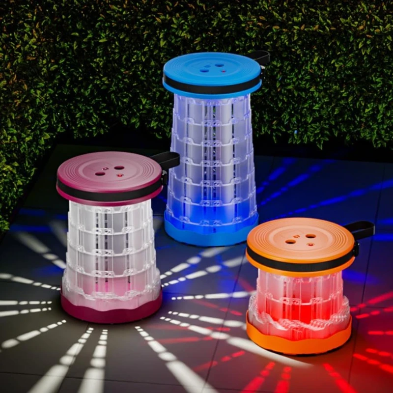 New Outdoor Portable LED Brighten Telescopic Stools & Ottomans Hosehold Camping Fishing Foldable Adjustable Shine Stool Chiar