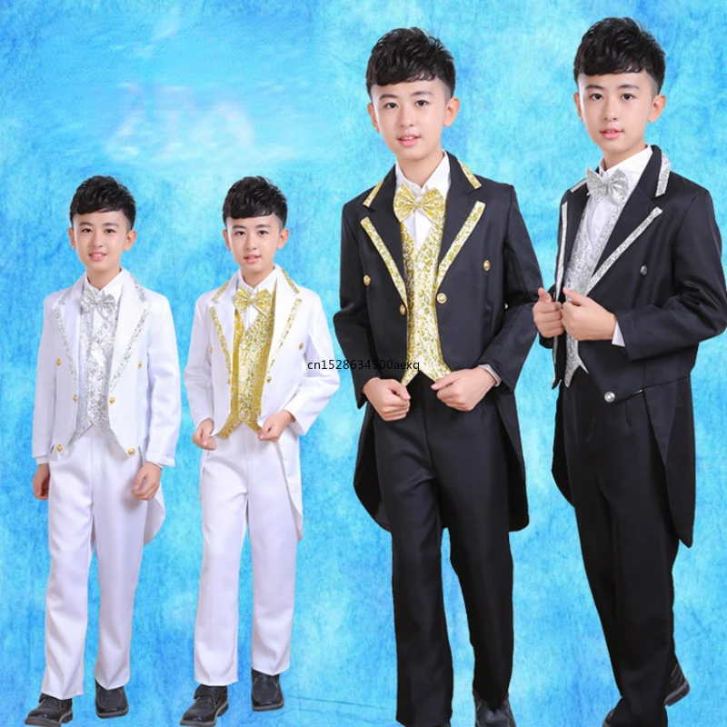 Children's new style dress black boy tuxedo Korean version autumn and winter suit performance host boy tuxedo performance dress