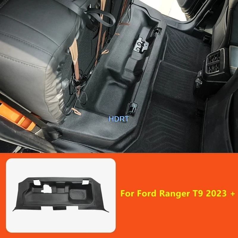 Car Style Second Row Rear Seat Bottom Storage Box Pad Floor Dust Proof Mat Organizer Cover Accessories For Ford Ranger T9 2023 +