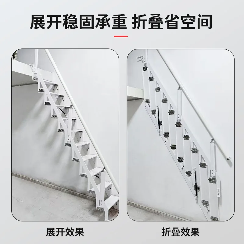 Fotografia 4: Escadas Retráteis Contra a Parede para Uso Doméstico, Escadas de Sótão, Escadas de Parede Lateral para Economia de Espaço, Escada Externa