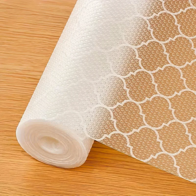1 Rolle transparente Clover-Küchenschrank-Schubladenauskleidung, geeignet für Kühlschränke, Schränke und Küchenregale