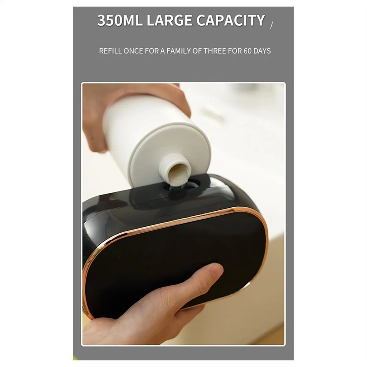 A64I Sensor Soap Dispenser Automatic Foaming Hand Wash Dispenser Wall Mount Liquid Soap Dispenser for Bathroom Kitchen Black