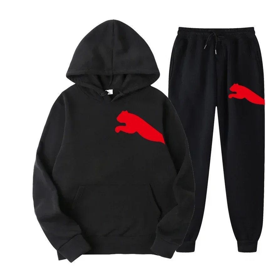 

New spring and autumn jogging men's and women's casual set, outdoor fashionable men's hooded sweatshirt and pants 2-piece set