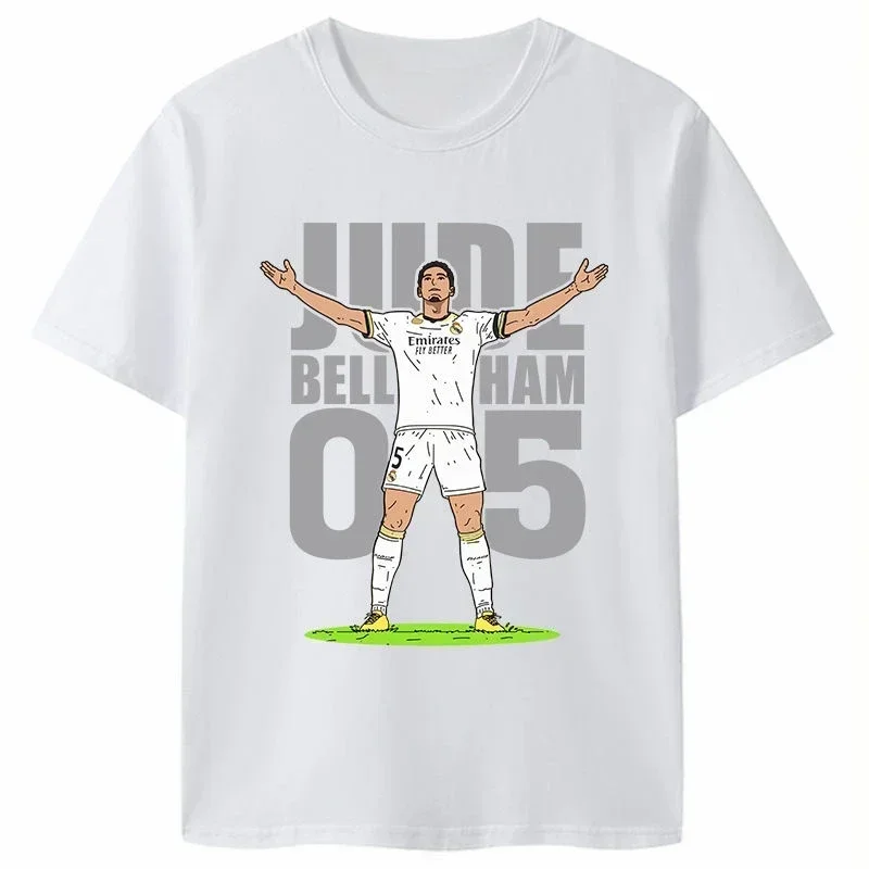 Bellingham Celebrates Action LOGO Cotton Teen Boy Children T-shirt Real Madrid Fans Clothes Summer Casual Sport Kid Tee Top