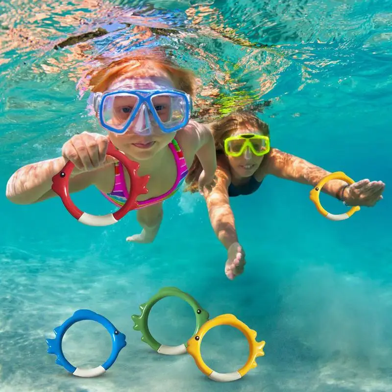 Pool Rings For Kids Diving Colorful Training Pool Fish Shaped Diving Rings 4 Pieces Colorful Diving Rings Toys Easy To Find And