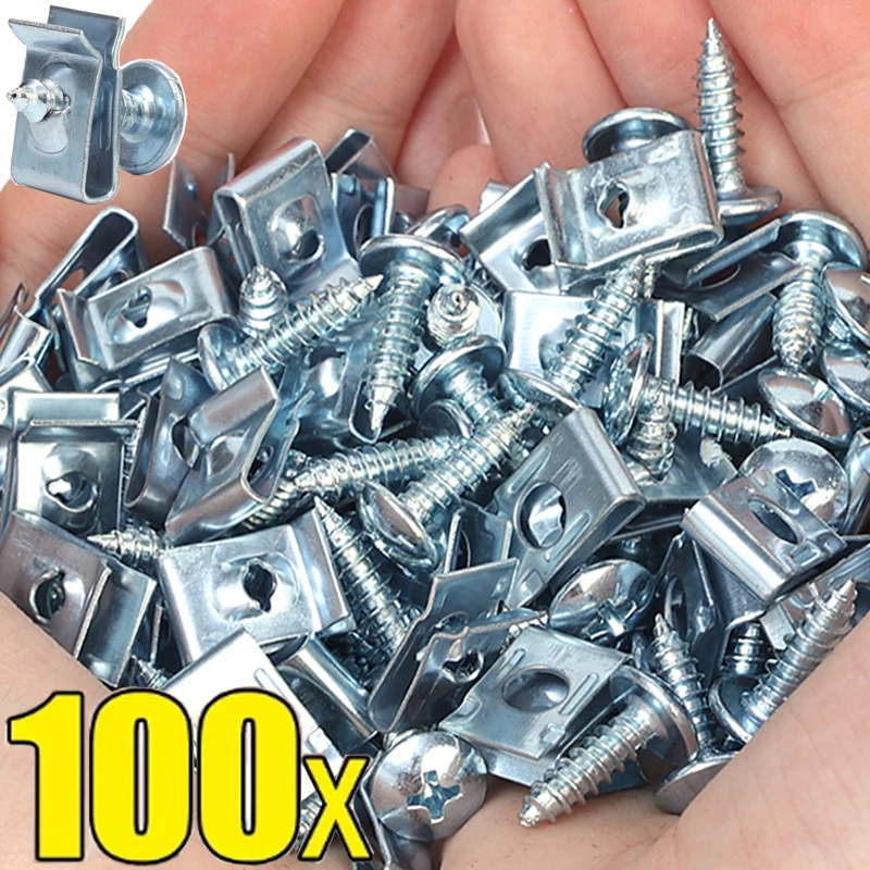 Car Self-tapping Screw Fasteners Metal U-shaped Spacers M5 Self-Tapping Screws Kits Auto Motorcycle Modification Accessories