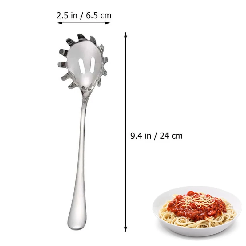 Servidor de Pasta de cocina con dientes, acero inoxidable, garra de espagueti ranurada para servir y colar fideos, cuchara