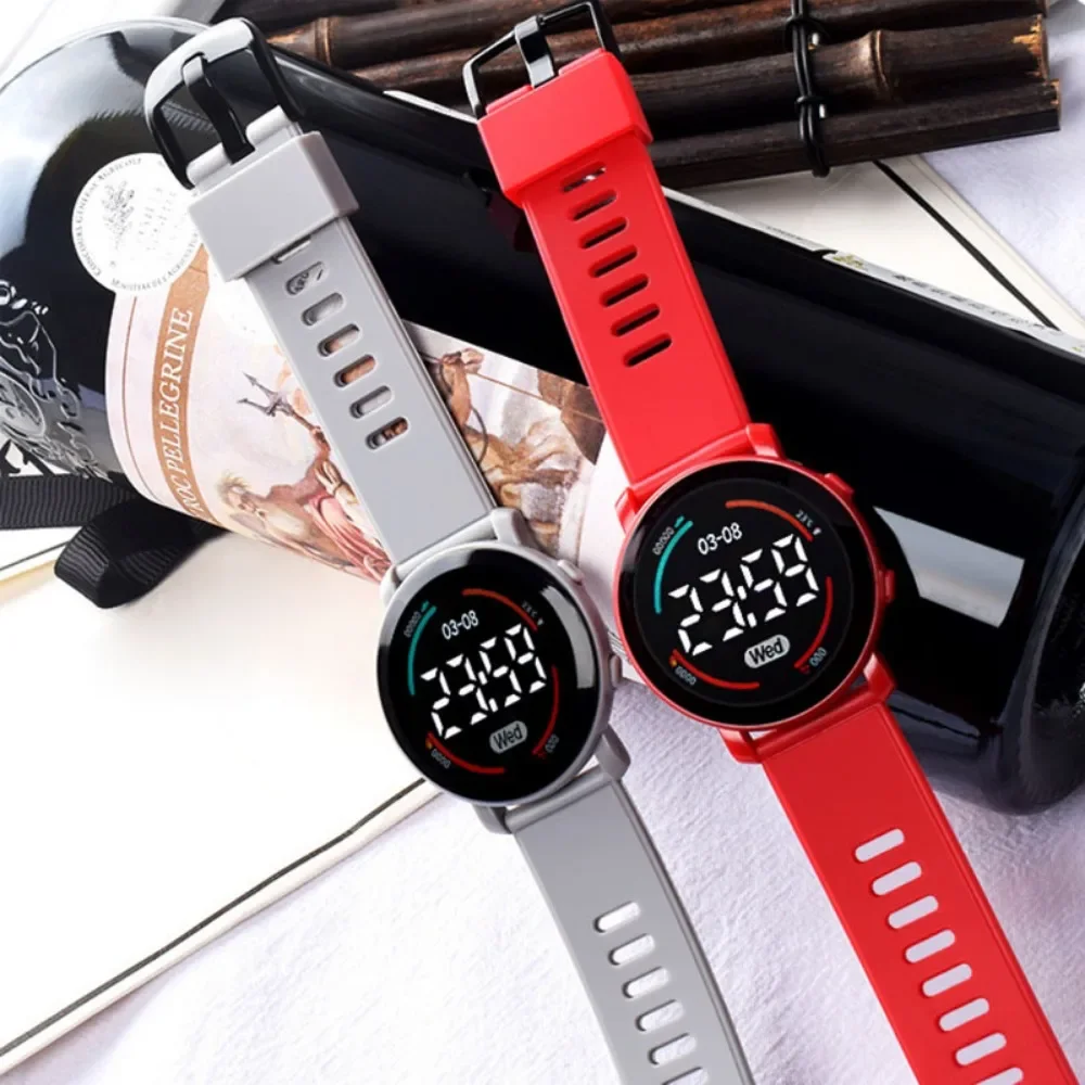 Juvenile Multifunctional Electronic Watch Sports Waterproof Fall Proof Ultra Clear Round Screen LED Digital Clock Reloj Niña