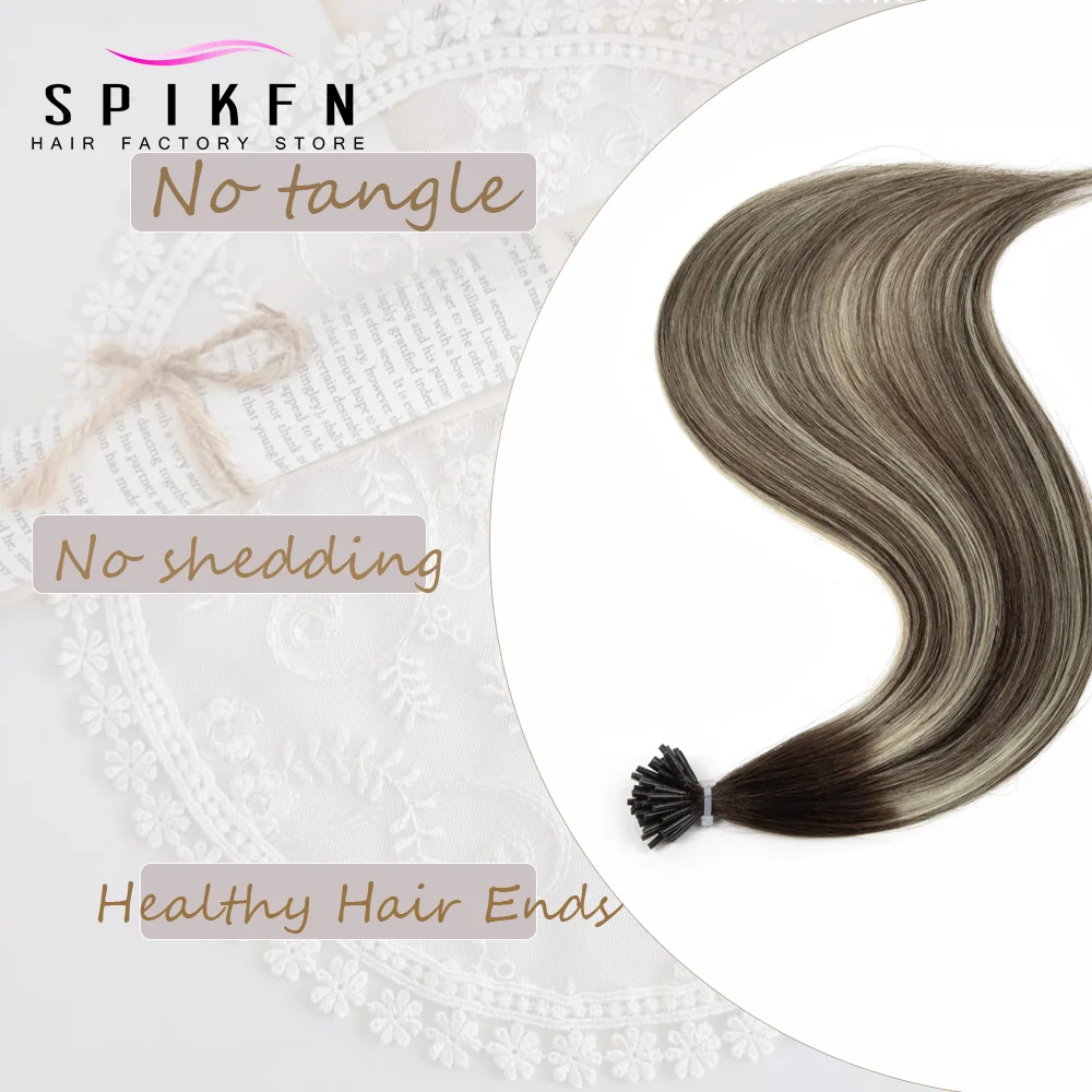 شقراء براون I تلميح وصلات شعر طبيعي حقيقي الإنسان الانصهار الشعر قليلا رقيقة الكيراتين الشعر 14-20 بوصة 30 جرام لا خواتم لسيدة #5