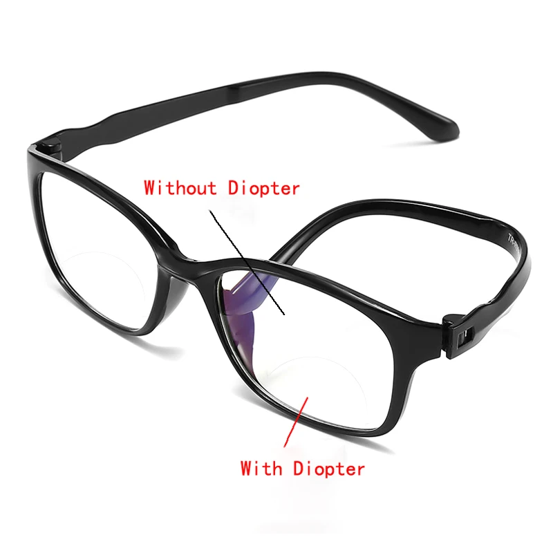 Large Frame Anti-blue Light Reading Glasses Dual Light Presbyopia Eyeglasses Anti Fatigue Spectacles Diopter +1.0 1.5 2.0 To 4.0