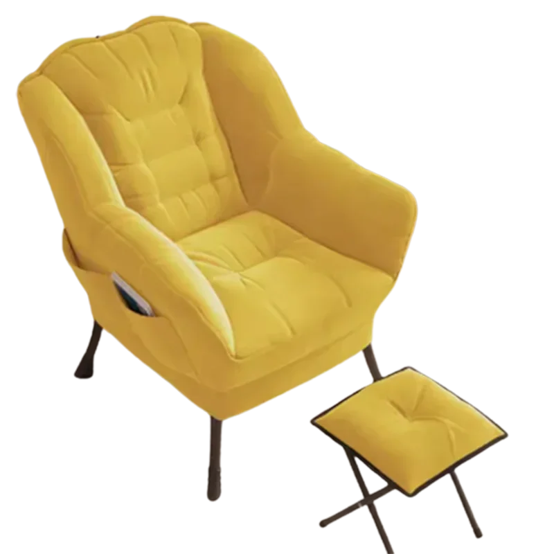 Modern Yellow Chair Simple Small Lazy Fabric Lounge Armchair Chair Puffs Designer Ergonomic Fauteuils De Salon Furniture