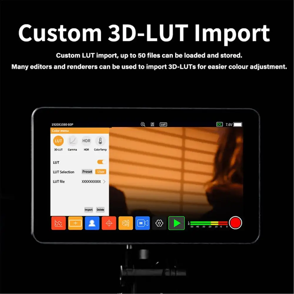 SHIMBOL MEMORY I 5.5 بوصة 2000nits 4K HDR شاشة تعمل باللمس شاشة LUT ثلاثية الأبعاد لكاميرا DSLR / شاشة تسجيل الفيديو Mp4