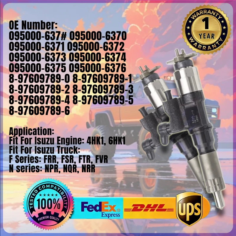 

Топливная форсунка (1 шт.) 095000-6376 095000-6373 8-97609789-0 8-97609789-6 для двигателей Isuzu 4HK1 6HK1, грузовиков FRR FSR FTR FVR NPR NQR NRR