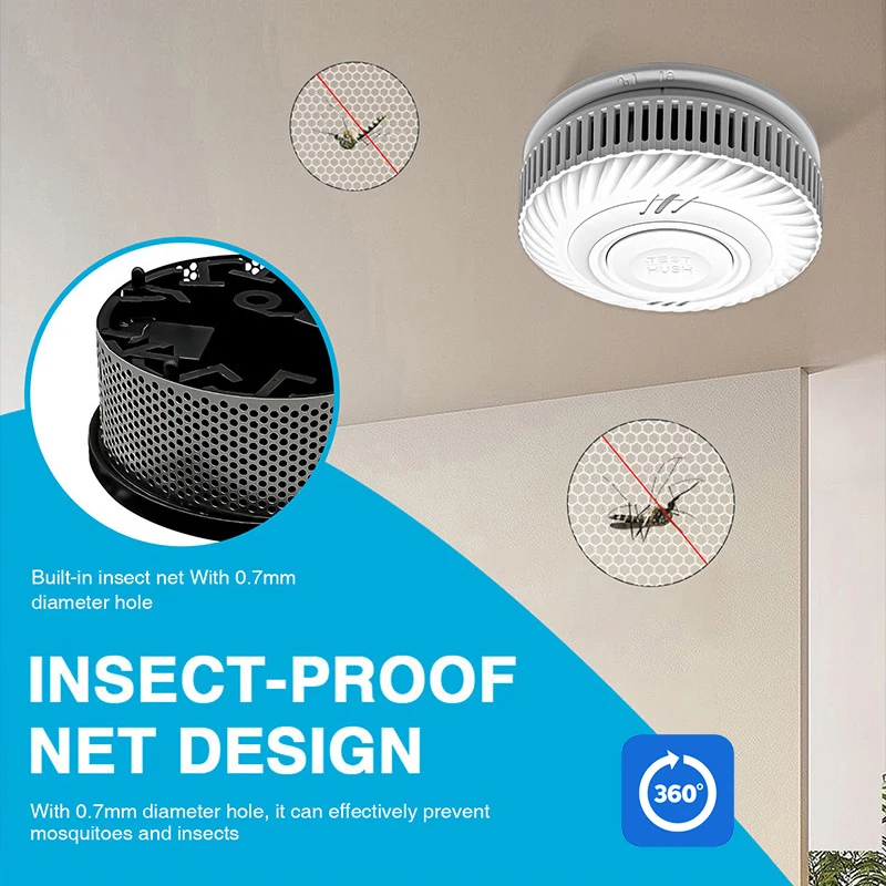 WiFi Tuya Function High Quality Smoke Detector Built-in 10 Year Battery Parlor Room Kitchen Shop Fire Inspection Alarm Sensor