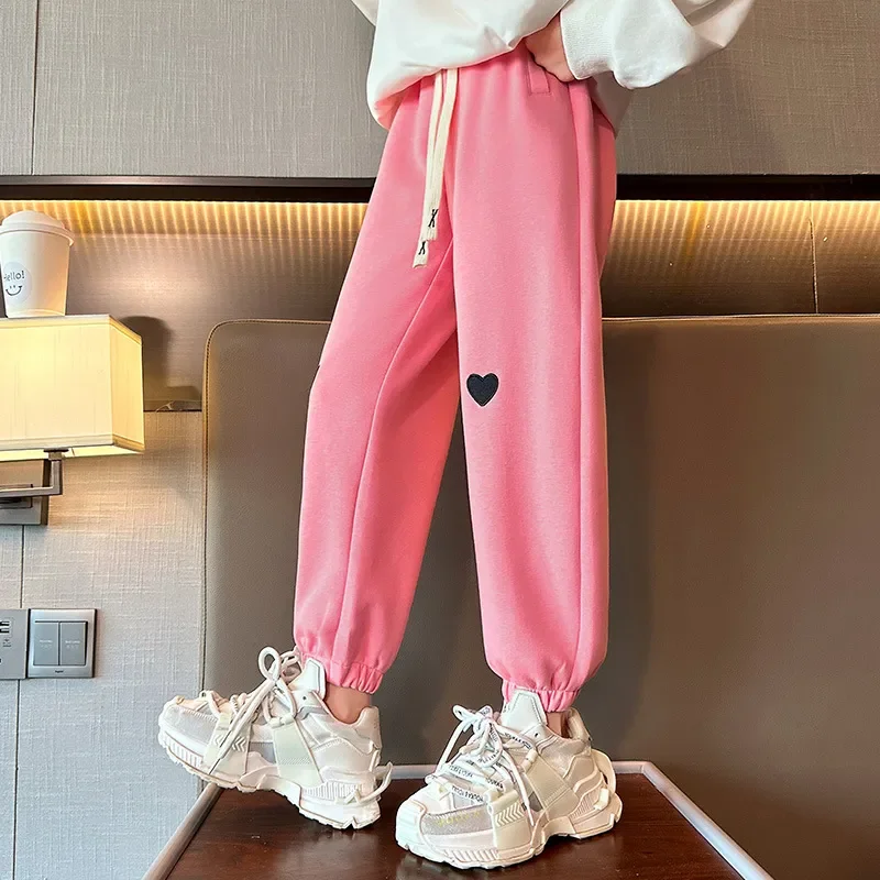 

Teens Girl Sweatpants Cotton Loose Print Casual Trousers 2023 New Young Children Clothing 2 To 8 Years School Kids Sports Pants