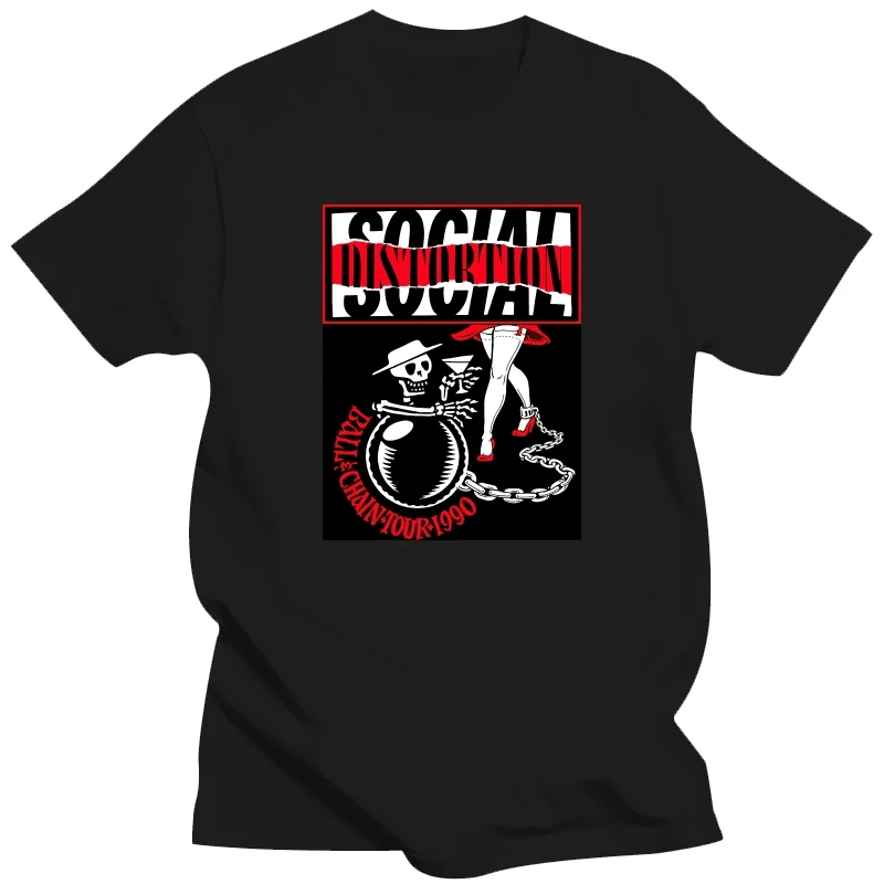 

Men Clothing Social Distortion Winged Wheel T-Shirt Ball and Chain Mens Tshirt Street Hip Hop Style Tees Loose T Shirt