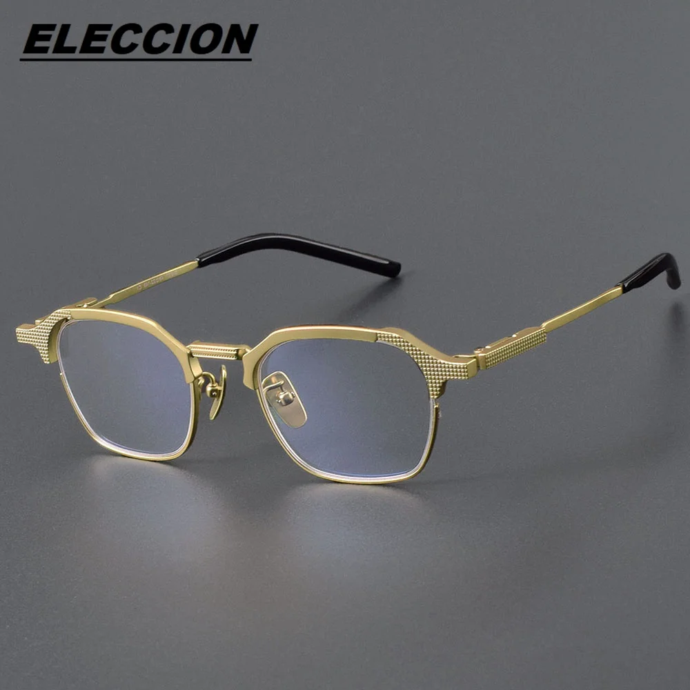 ELECCION Retro Pure Titanium Eyeglasses Frame Men Optical Eyewear Top Quality Prescription Vintage Glasses Women Spectacle