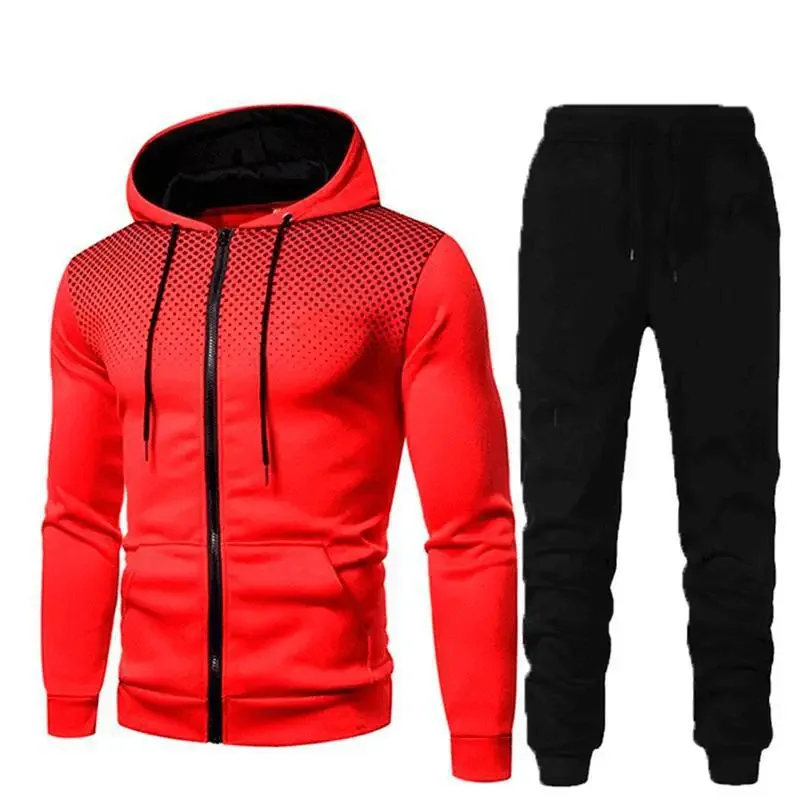 2023 Autumn/Winter New Fashion Zipper Hoodie Long Pants Set Men\'s Fashion, Warm, Leisure, Fitness and Sports 2-Piece Set