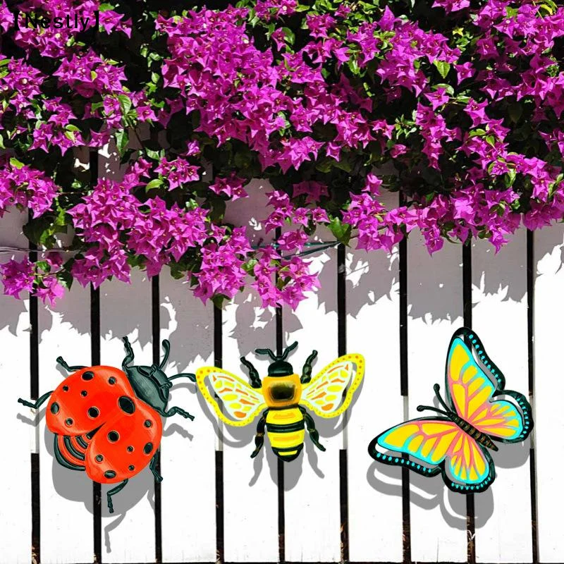 1/3pcs Iron Bees Ladybugs Butterflies Wall Decor Colorful Garden Decoration Outdoor Indoor Metal Craft Vibrant Furnishings〔Nest〕