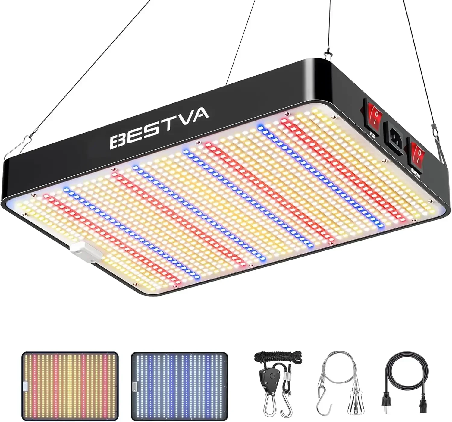 

BESTVA DC2000 LED Grow Light, Full Spectrum Grow Lights for Indoor Plants with Veg & Bloom Switches, Quiet Cooling Fan, for Seed