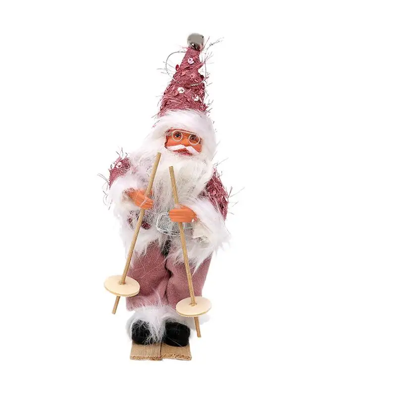 Santa Claus Decorations Christmas Skiing Santa Claus Doll 24cm/9.4inch Traditional Santa Figurine Festival Collectible Figurines