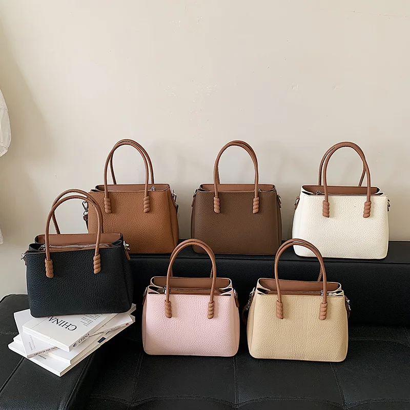 Korean Style Minimalist Handbag for Women Versatile Crossbody Shoulder Bag Large Capacity Casual Tote Purse for Work Office