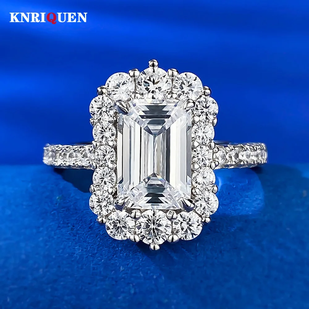 

Sparkling 925 Solid Silver 6*9mm Emerald Cut High Carbon Diamond Rings for Women Wedding Ring Party Fine Jewelry Gift Wholesale