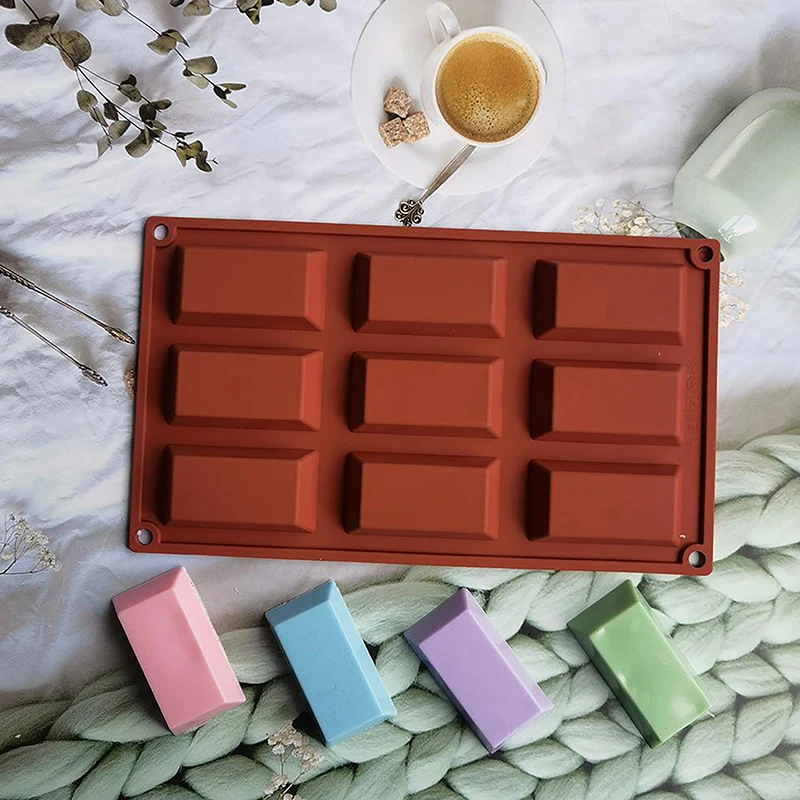 1Pc 9 Cavity Financier Silicone Cake Mold Brick Shape Cookies DIY Chocolate Moulds Bakeware Tray Pastry Dessert Baking Tools